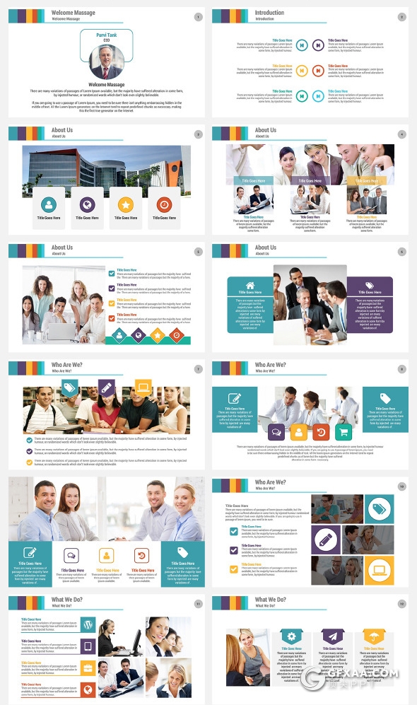 20种配色4种尺寸154页欧美商务数据图形企业介绍业务合作PPT模板 - 顶尖PPT