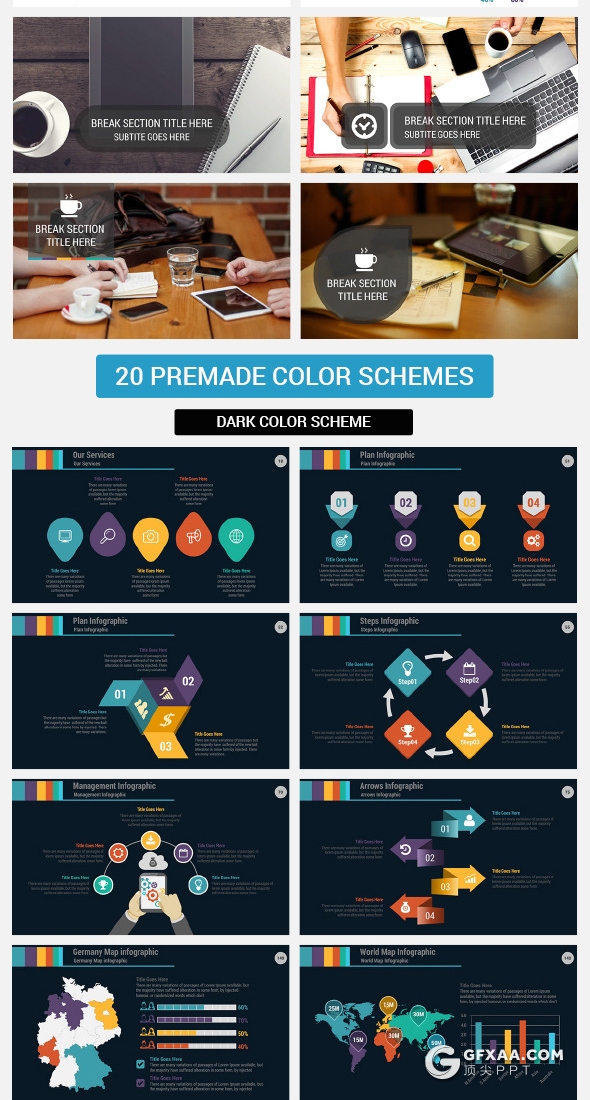 20种配色4种尺寸154页欧美商务数据图形企业介绍业务合作PPT模板 - 顶尖PPT