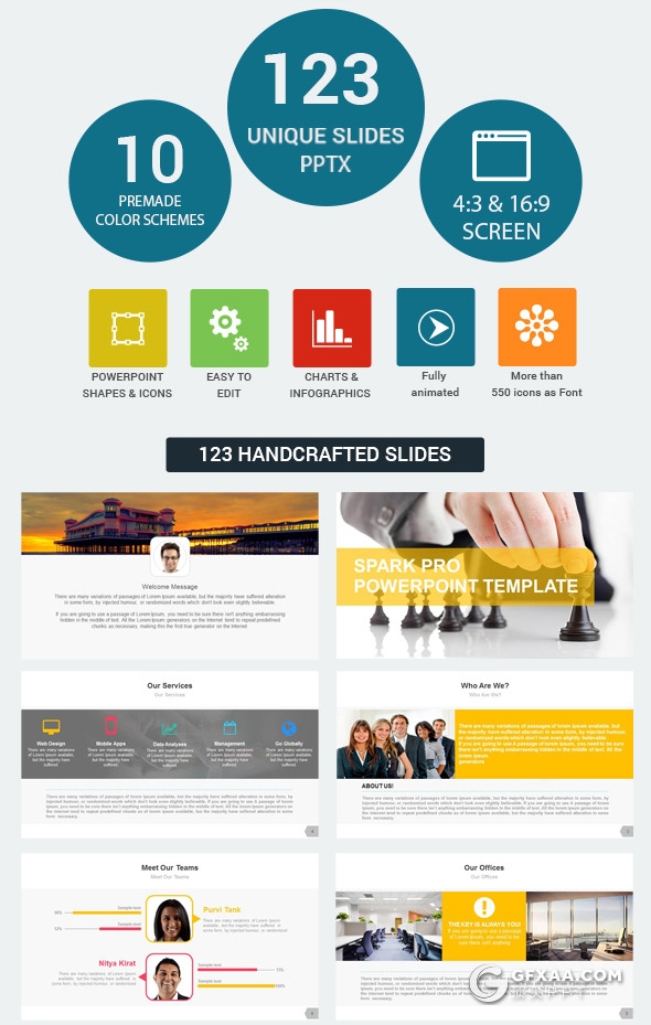 123页欧美企业商务风格PPT模板创意图形通用PPT模板10种配色 - 顶尖PPT