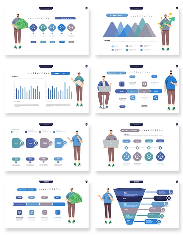 信息图形数据展示演讲PPT模板 - 顶尖PPT