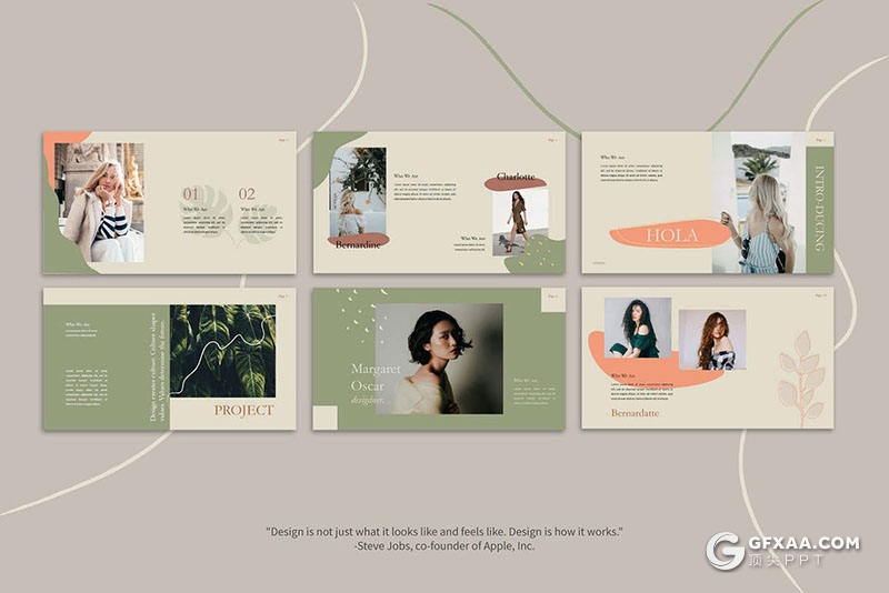 52页简约文艺小清新风格时尚国外PPT模板 - 顶尖PPT