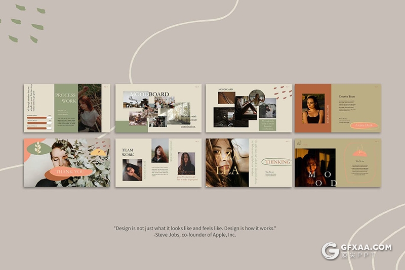 52页简约文艺小清新风格时尚国外PPT模板 - 顶尖PPT