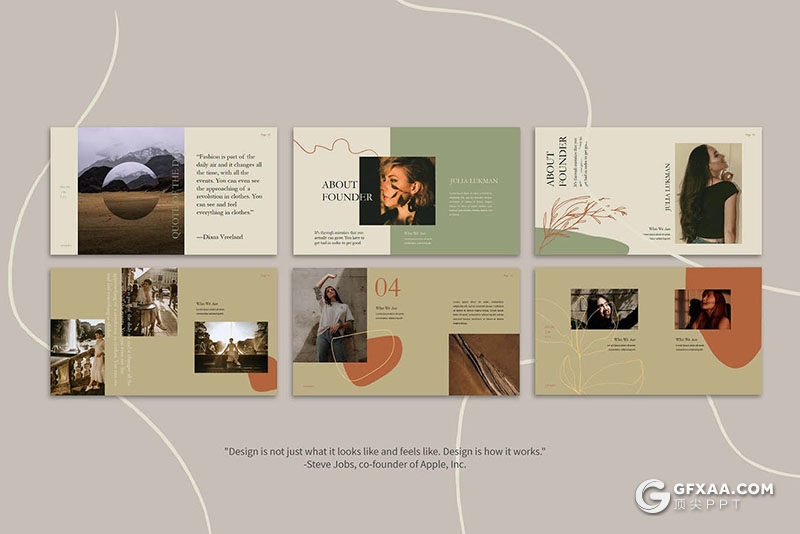 52页简约文艺小清新风格时尚国外PPT模板 - 顶尖PPT