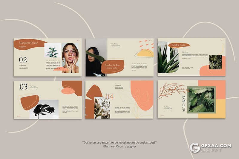 52页简约文艺小清新风格时尚国外PPT模板 - 顶尖PPT