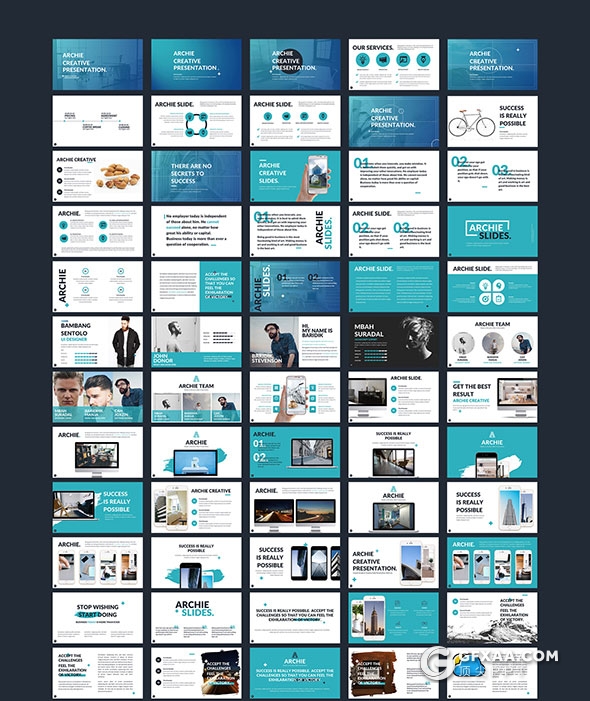 208页蓝色公司简介项目合作PPT模板 - 顶尖PPT