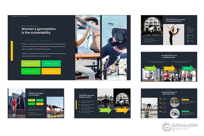 30页健身房介绍强身健体主题Google slides模板5种配色 - 顶尖PPT