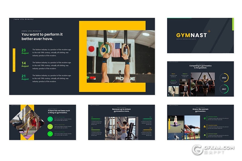 30页健身房介绍强身健体主题Google slides模板5种配色 - 顶尖PPT
