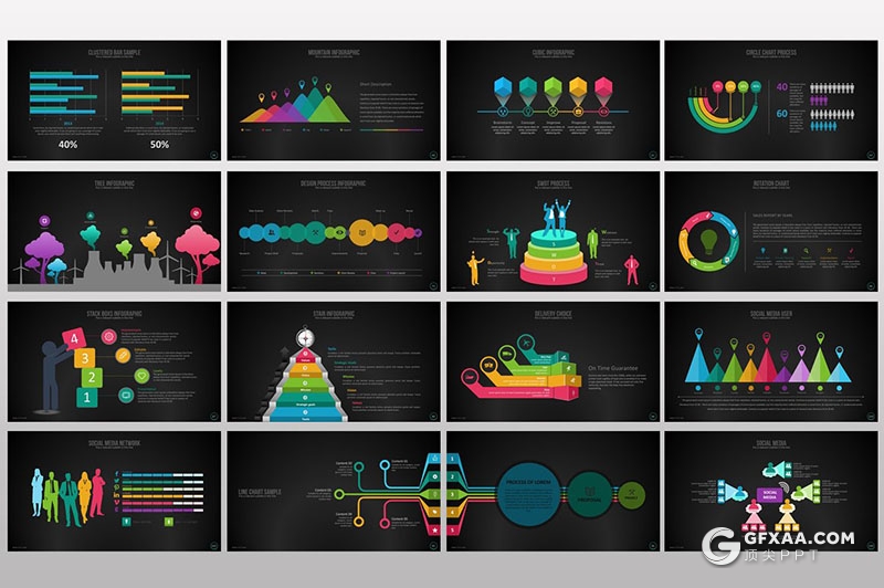 120页+90页创意商务图形数据分析ppt模板 - 顶尖PPT