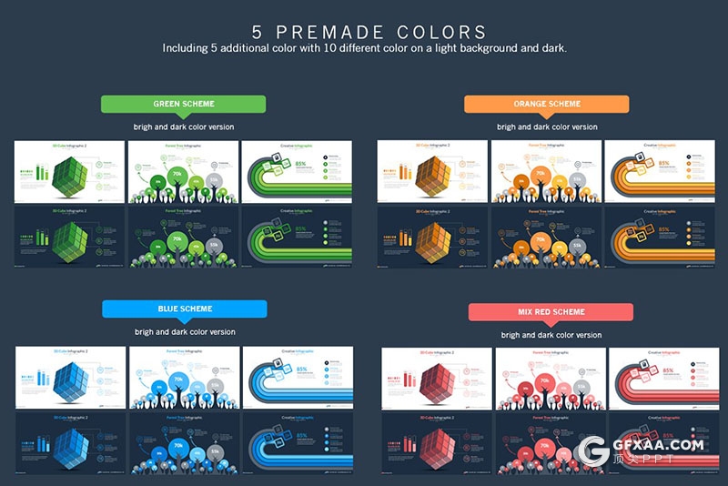 189页国外高端商务企业团队简介商务信息图形设计PPT模板5种配色 - 顶尖PPT