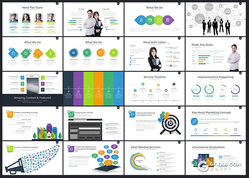 300页国外高端商务通用PPT模板各种创意信息图形合集PPT模板10种配色3种尺寸 - 顶尖PPT