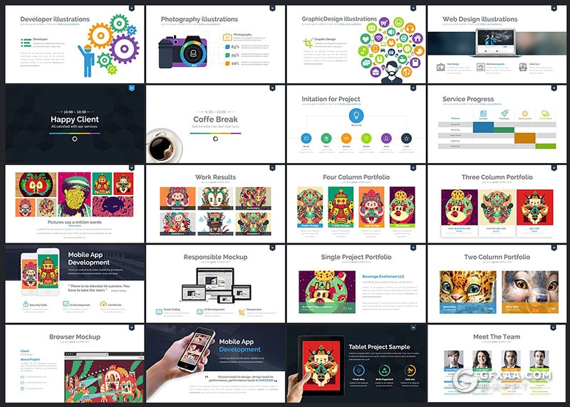 300页国外高端商务通用PPT模板各种创意信息图形合集PPT模板10种配色3种尺寸 - 顶尖PPT