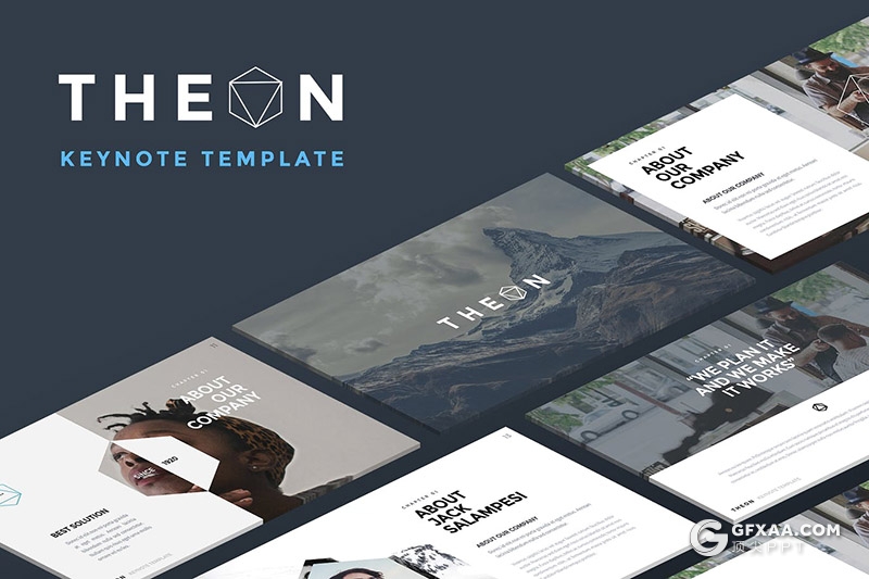 72页国外简约小清新风格团队简介作品展示PPT+Keynote模板 - 顶尖PPT