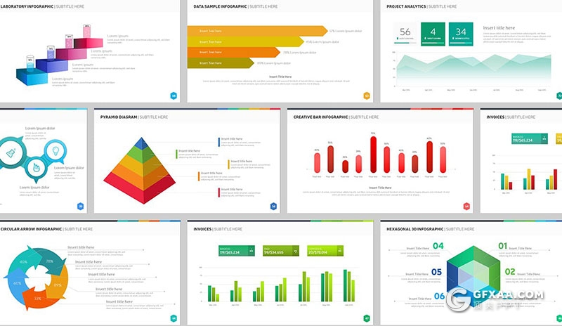 79页彩色创意商务信息图形工作计划总结PPT模板10种配色 - 顶尖PPT