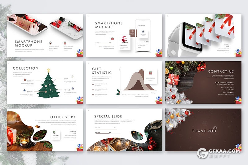30页创意版式设计西方节日圣诞节主题系列Google slides模板含5种配色 - 顶尖PPT