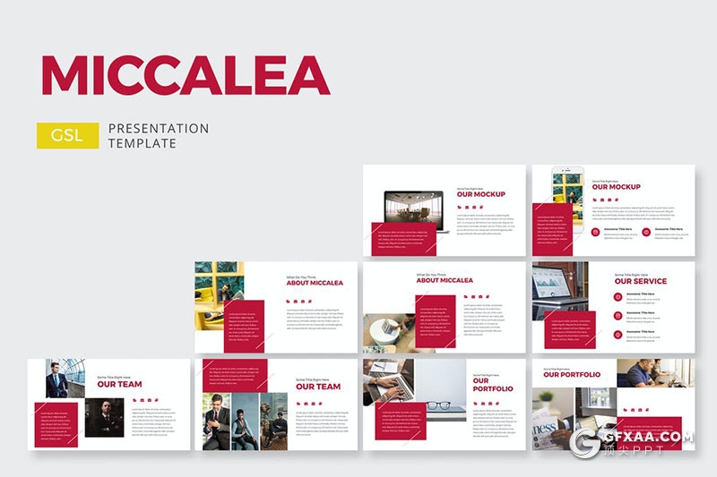 30页扁平化欧美风格企业简介工作总结Google slides模板 - 顶尖PPT