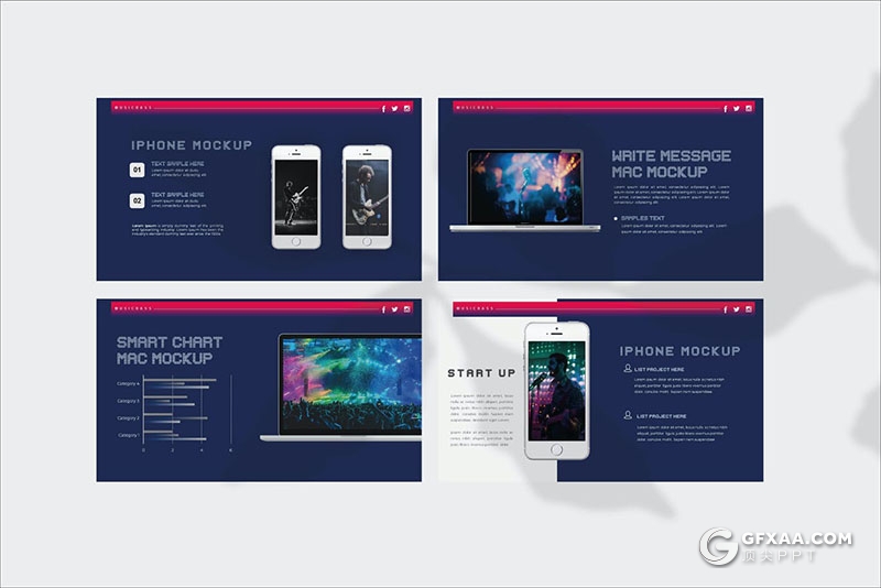 44页渐变色演唱会现场活动策划PPT模板 - 顶尖PPT