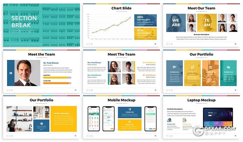 30页彩色商务风格项目报告商业计划书PPT模板 - 顶尖PPT