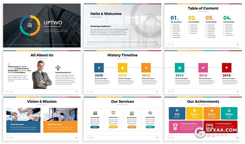 30页彩色商务风格项目报告商业计划书PPT模板 - 顶尖PPT