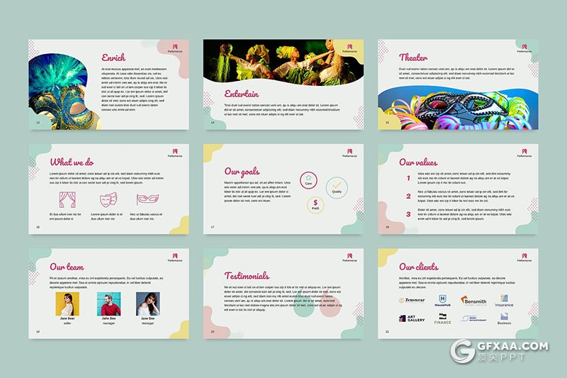 51页彩色歌剧院介绍演出节目展示宣传PPT模板 - 顶尖PPT