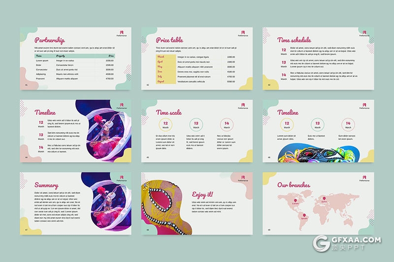 51页彩色歌剧院介绍演出节目展示宣传PPT模板 - 顶尖PPT