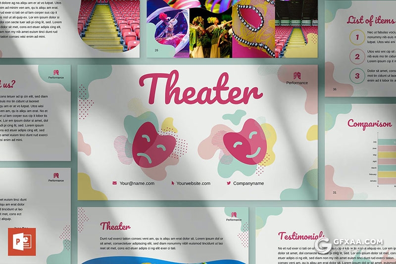 51页彩色歌剧院介绍演出节目展示宣传PPT模板 - 顶尖PPT