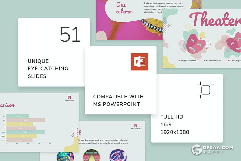 51页彩色歌剧院介绍演出节目展示宣传PPT模板 - 顶尖PPT