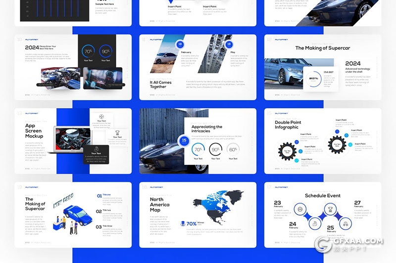 创意多边形组合设计汽车展示汽车保养PPT模板 - 顶尖PPT