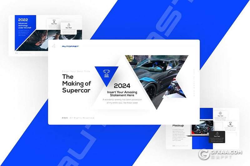 创意多边形组合设计汽车展示汽车保养PPT模板 - 顶尖PPT
