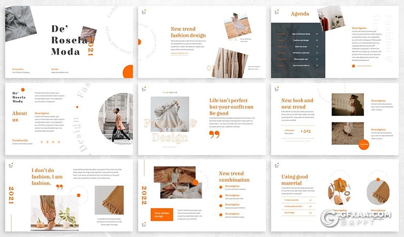 30页潮流风格服装设计公司团队简介业务展示PPT模板 - 顶尖PPT