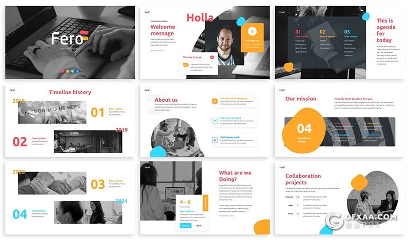 30页彩色商务风格项目展示商务合作PPT模板 - 顶尖PPT