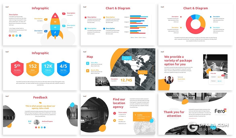 30页彩色商务风格项目展示商务合作PPT模板 - 顶尖PPT