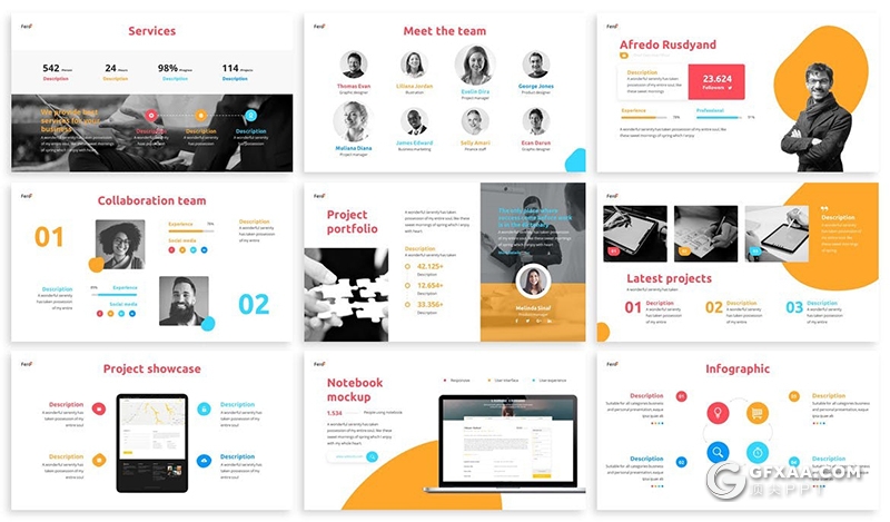 30页彩色商务风格项目展示商务合作PPT模板 - 顶尖PPT