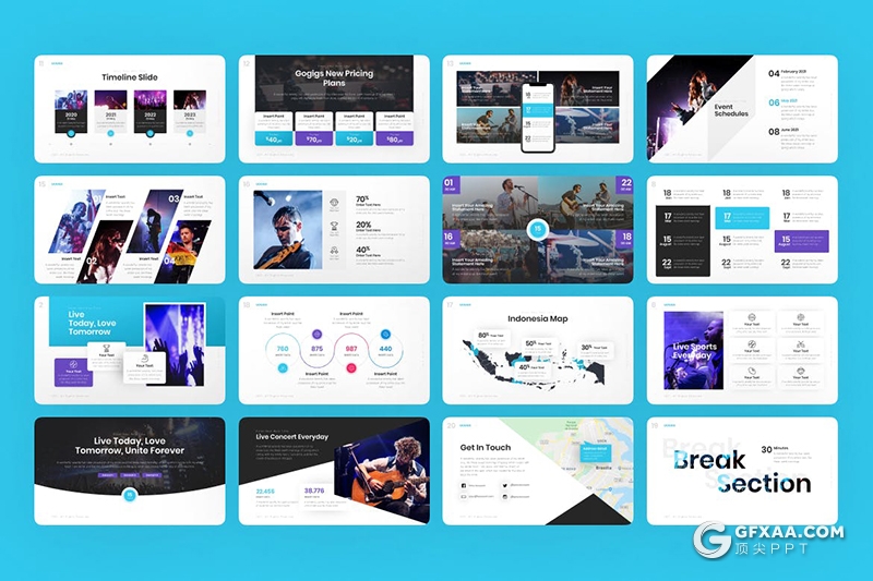 时尚音乐演唱会活动现场展示策划PPT模板 - 顶尖PPT