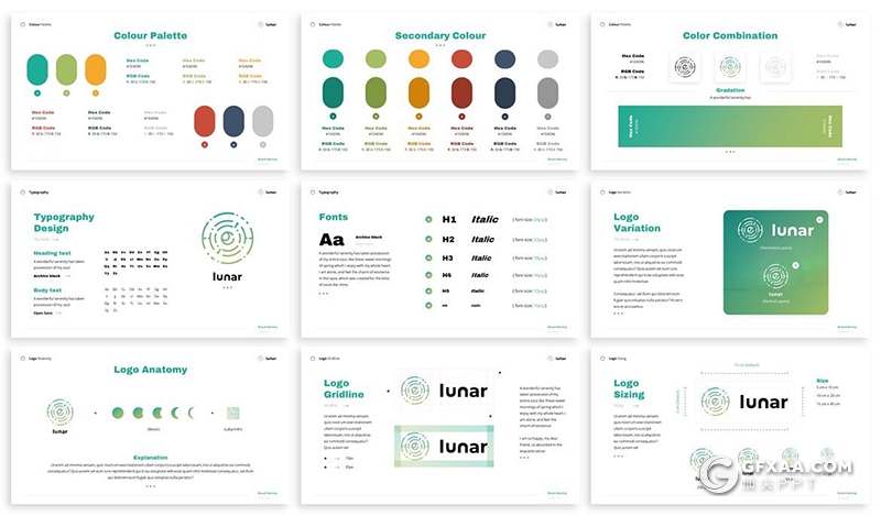 30页logo标志设计提案PPT模板5种配色 - 顶尖PPT