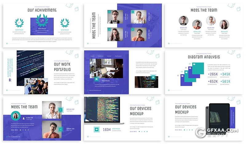 30页互联网技术公司项目展示合作团队简介PPT模板 - 顶尖PPT