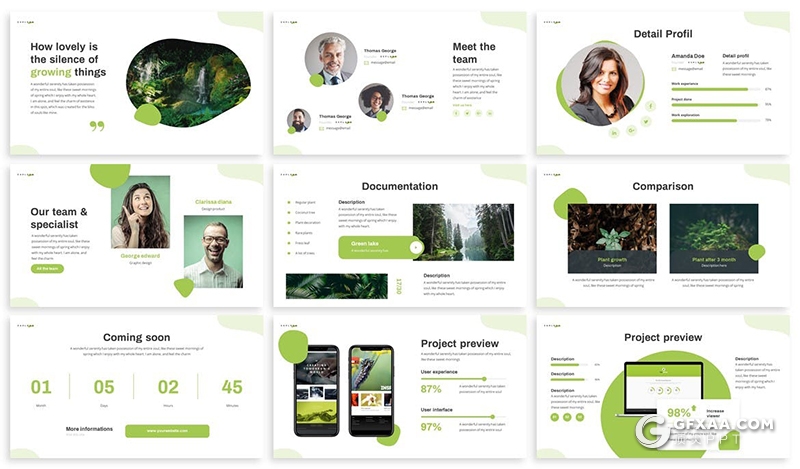 30页环境绿化植被保护森林保护规划PPT模板5种配色 - 顶尖PPT