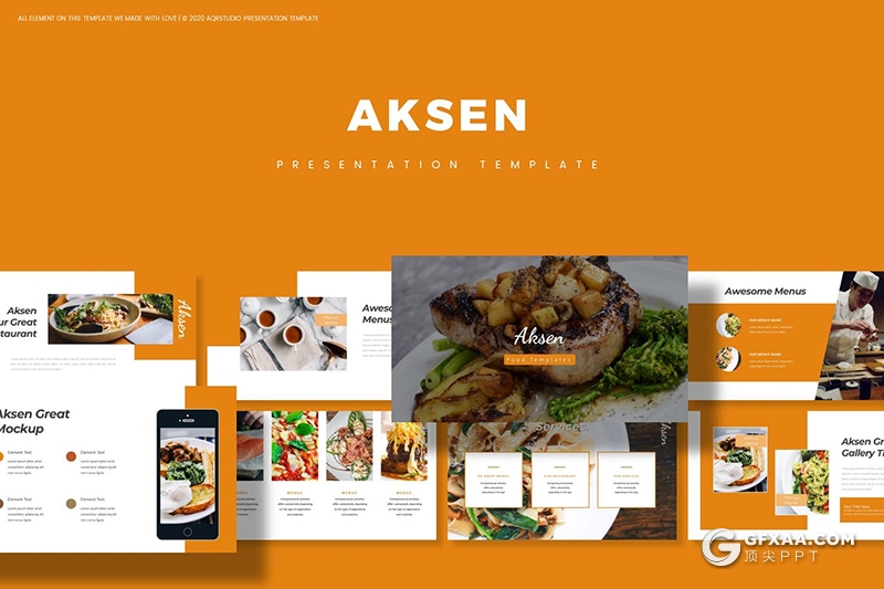 30页西式餐饮牛排鱼翅沙拉美食宣传介绍keynote模板 - 顶尖PPT