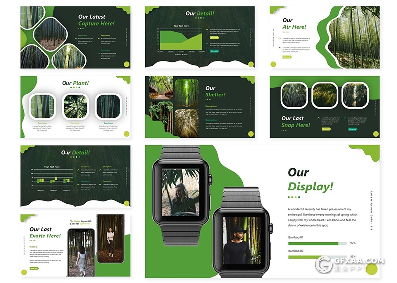 30页原始森林介绍环境绿化植被保护Google slides模板 - 顶尖PPT