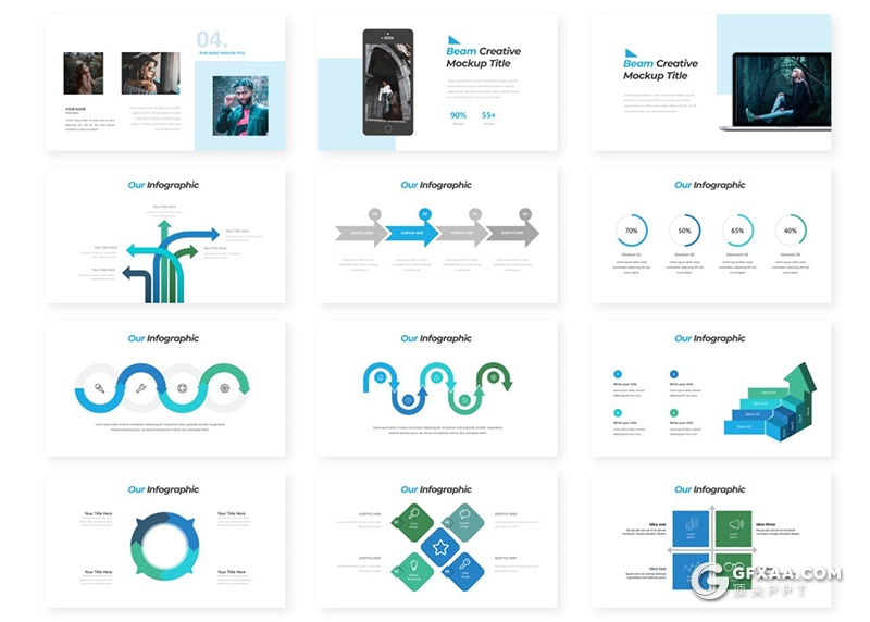 30页国外简约商务风格keynote模板5种配色 - 顶尖PPT