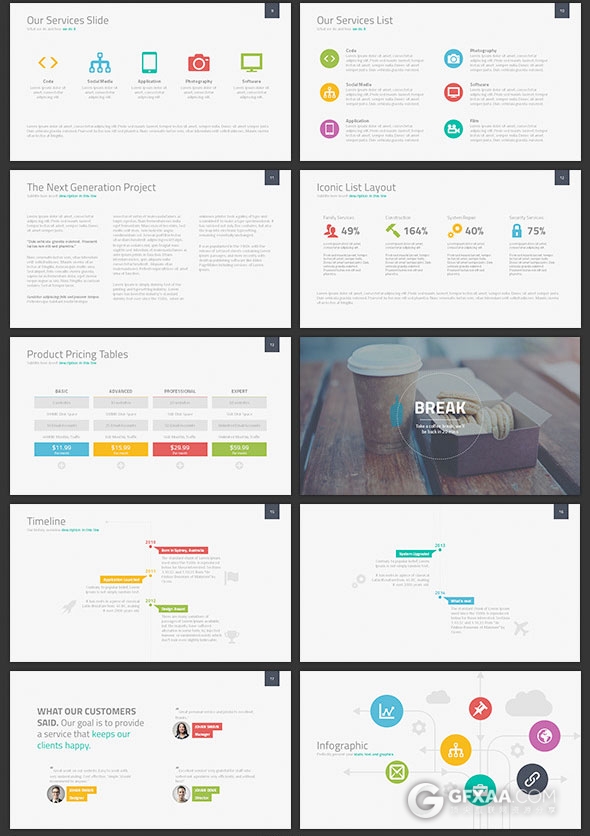 60页扁平化欧美商务风格PPT模板 - 顶尖PPT