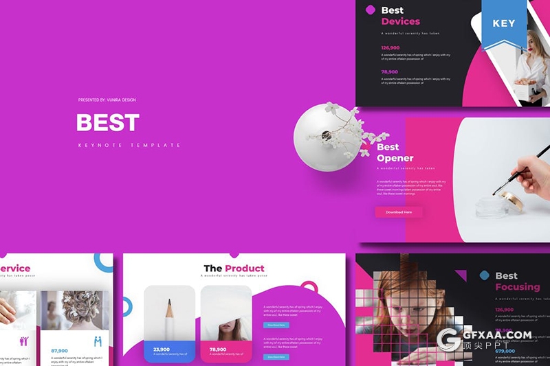 30页美容美妆女性面部保养主题keynote模板5种配色 - 顶尖PPT