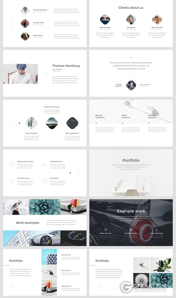 80多页简约时尚团队介绍艺术展示keynote模板 - 顶尖PPT