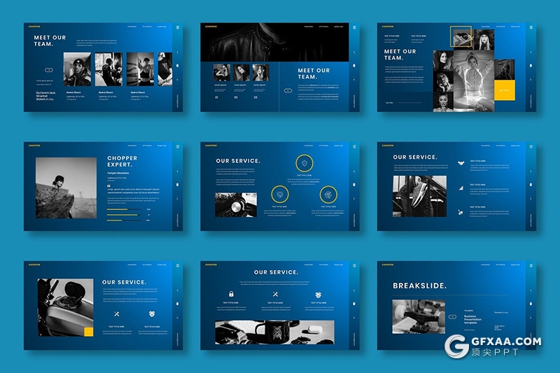 39页蓝色品牌服装鞋子产品展示PPT模板 - 顶尖PPT