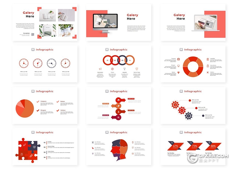 30页简约商务多用途PPT模板5种配色 - 顶尖PPT