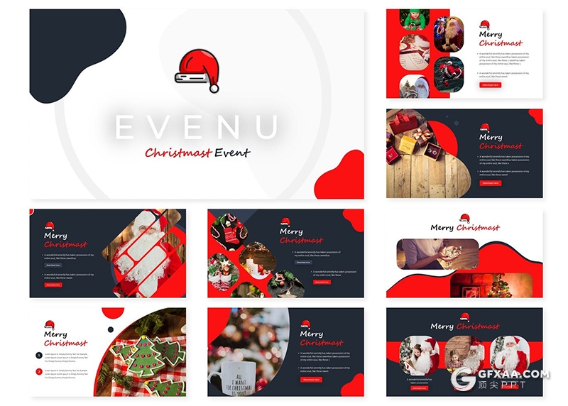 30页喜庆风格圣诞节宣传展示活动策划PPT模板 - 顶尖PPT