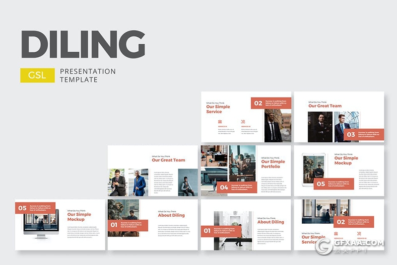 30页扁平化简约风格国外商务风格Google slides模板 - 顶尖PPT