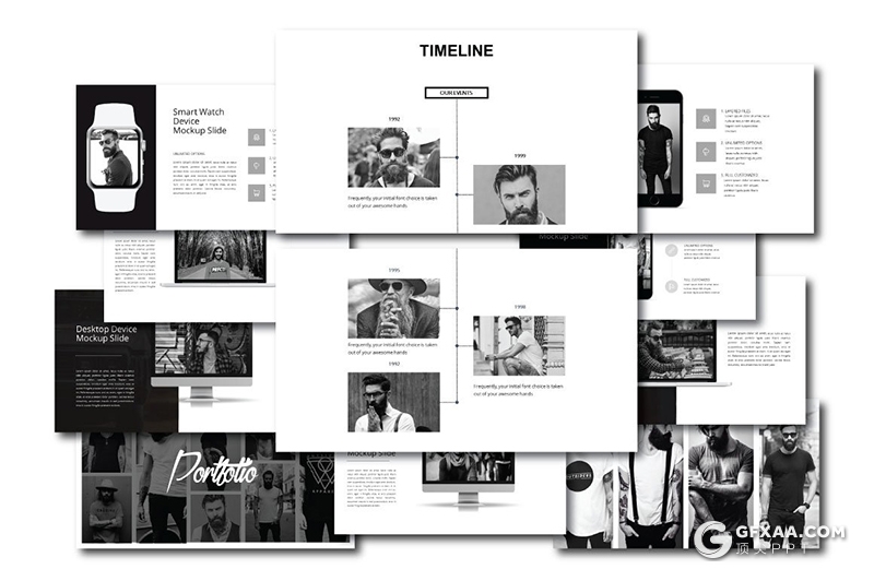 127页黑白时尚流行风格欧美多用途keynote模板 - 顶尖PPT