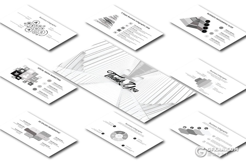 127页黑白时尚流行风格欧美多用途keynote模板 - 顶尖PPT