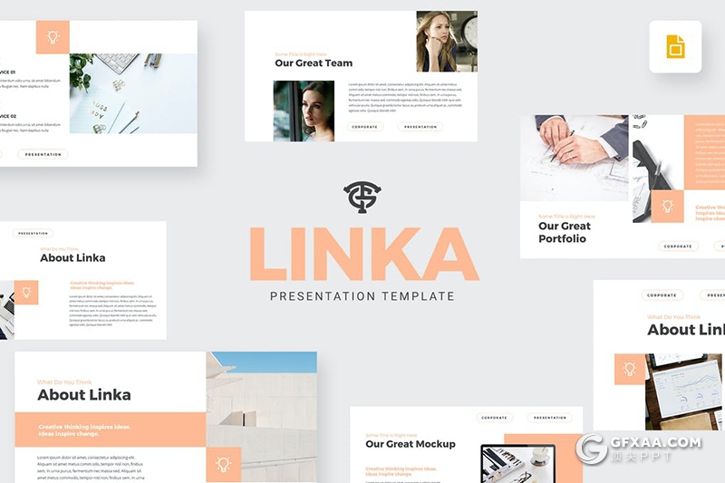 30页扁平化商务风格企业团队简介通用Google slides模板 - 顶尖PPT