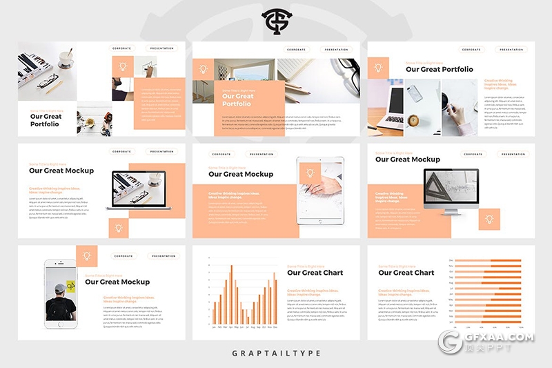 30页扁平化商务风格企业团队简介通用Google slides模板 - 顶尖PPT